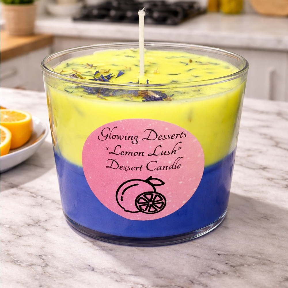 Lemon Lush Candle - Yellow and Blue